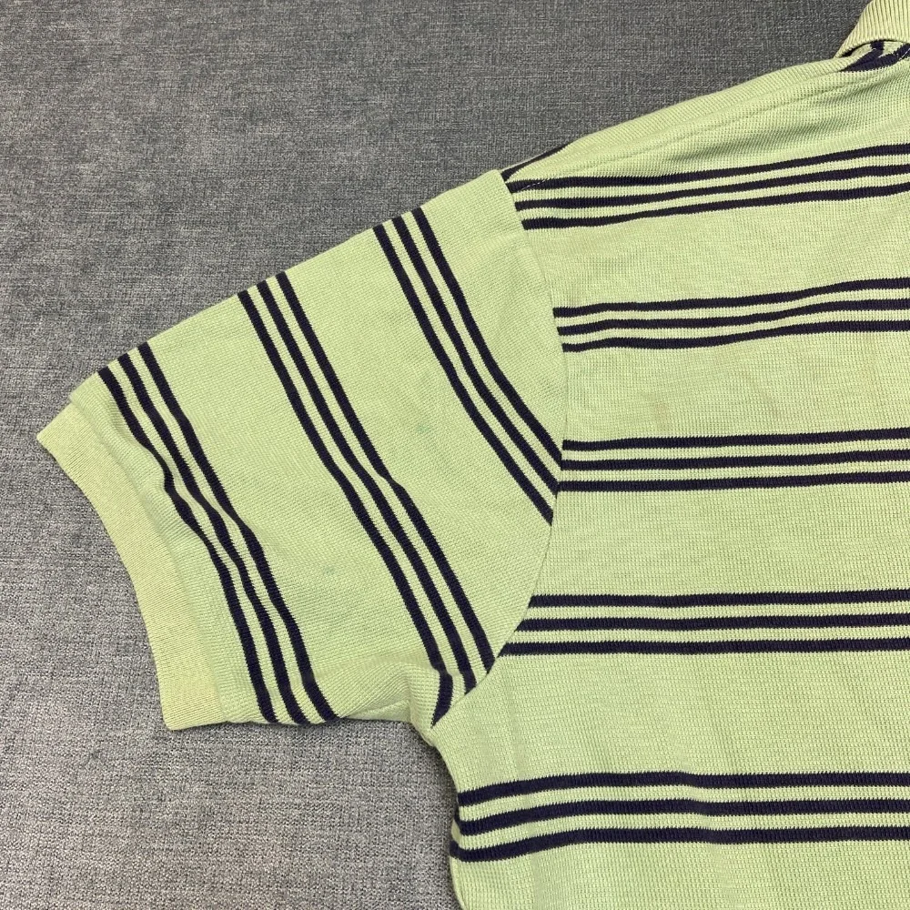Polo by Ralph Lauren Shirt Mens Large Green Black Striped Hi Lo Hem Golf Tennis